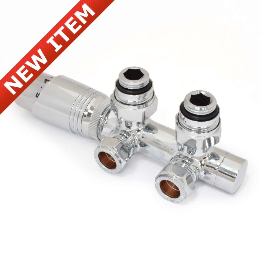 West Delta Chrome Twin Angled TRV Valve Radiators.co.uk