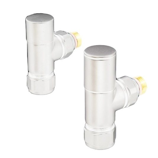 Zehnder Valve Set 27. Manual angled valve set. White finish. Radiators.co.uk