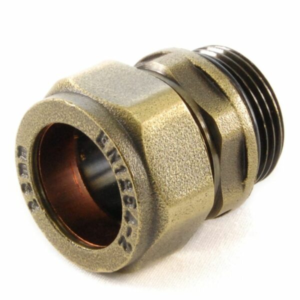 West Radiators 22mm Compression Adapters - Old English Brass (Pair)