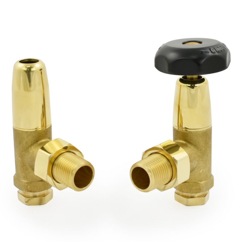 West Radiators Black and Brass Old School Radiator Valves Radiators.co.uk