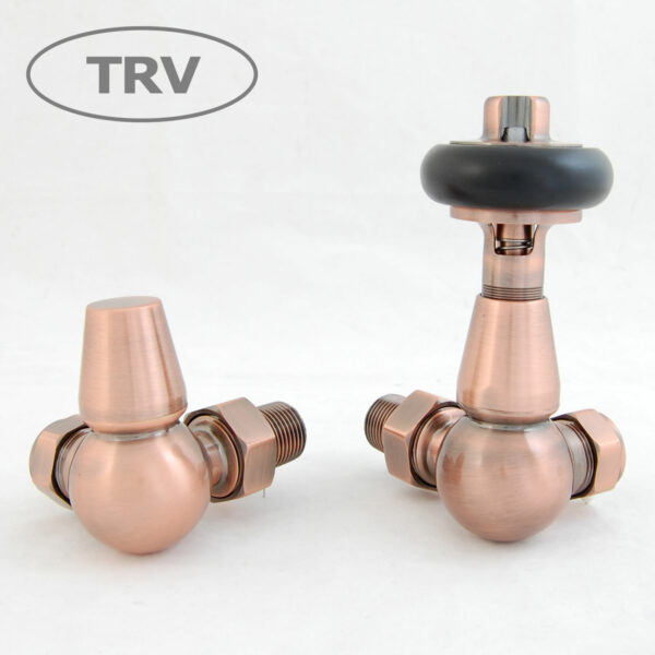 West Radiators Faringdon Traditional Thermostatic Radiator Valve - Antique Copper (Corner TRV)
