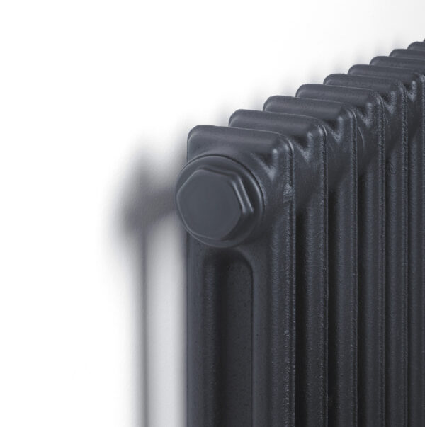 Wallace & Squires Ionic 58/2 Column Radiator with Feet 12 Section 640mm x 746mm - Traffic White Semi Gloss