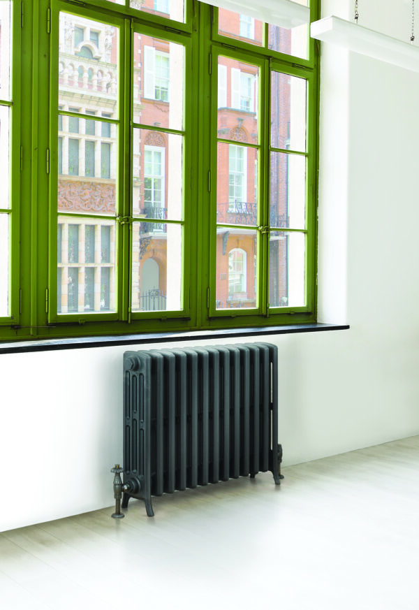 Wallace & Squires Ionic 60/4 Column Radiator with Feet 12 Section 660mm x 746mm - Anthracite Grey Semi Gloss - Image 2